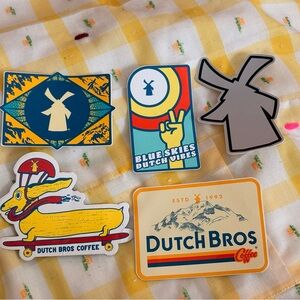 Dutch Bros Coffee Sticker Lot 5 Designs ESTD 1992 Blue Skies Windmill Dog